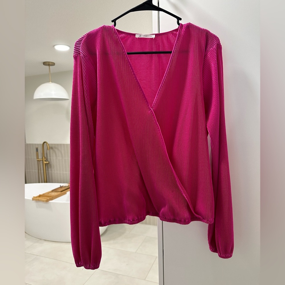 Hot pink wrap top